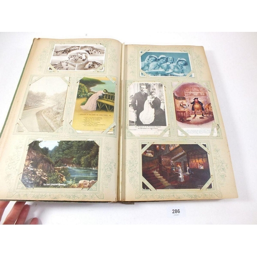 286 - Postcards - album with topographical celebs/beauties, comic etc. artists include Jotter, Gilson etc.... 