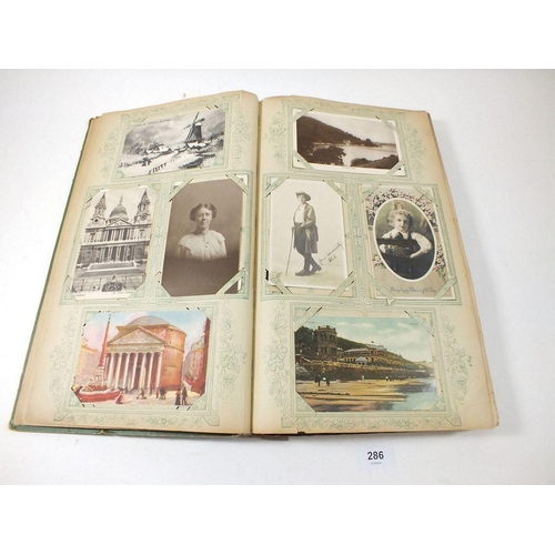 286 - Postcards - album with topographical celebs/beauties, comic etc. artists include Jotter, Gilson etc.... 