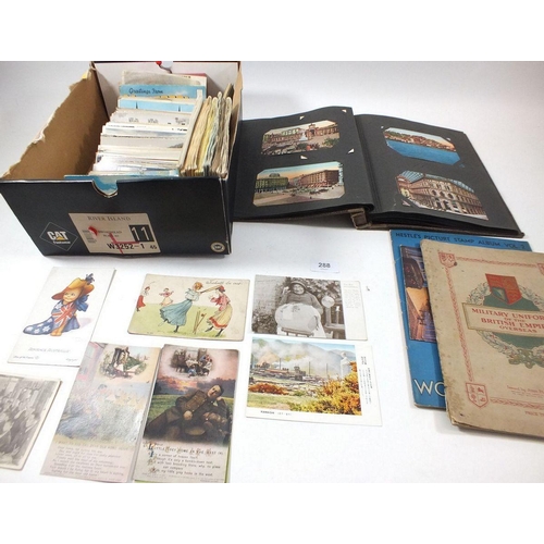 288 - Postcards - with topographical including foreign and GB, comic, children, a few embriodered, nostalg... 