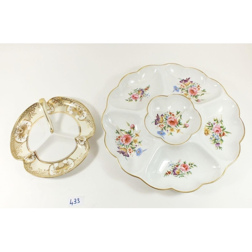 433 - A Royal Worcester large circular floral hors d'oeurve dish and a Noritake one