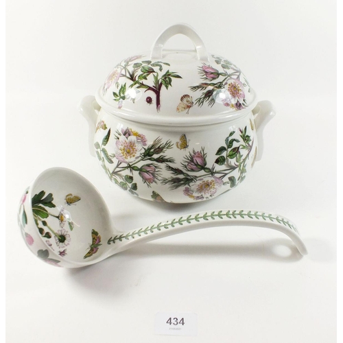 434 - A Portmeirion Botanic Garden large tureen and ladle, 27cm wide