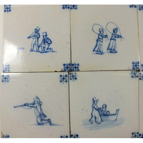 458 - A selection of Dutch Delft tiles, 18 in total, 13cm square