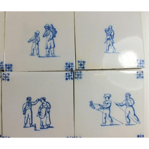 458 - A selection of Dutch Delft tiles, 18 in total, 13cm square