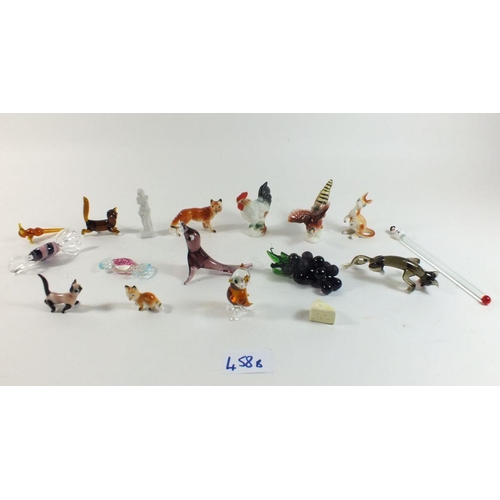 458b - A small selection of Murano glass animal miniature figurines and some similar ceramic figurines