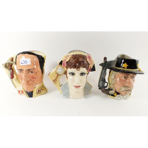 470 - Three Royal Doulton character jugs, 'The Battle of Little Big Horn' D6712, 'The Battle of the Alamo'... 