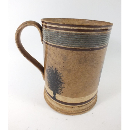 474 - An early 19th century Mocha Ware tankard - a/f