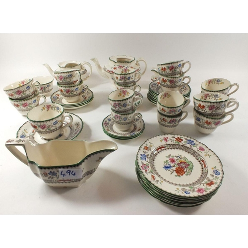 494 - A Copeland Spode 'Chinese Rose' dinner and tea Service (note - teapots missing lids) comprising six ... 