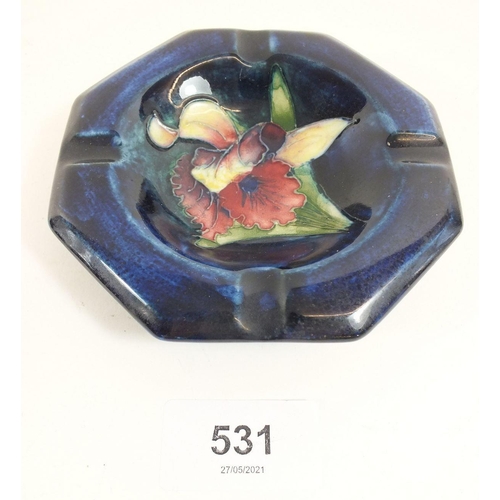 531 - A Moorcroft Blue Orchid small ashtray, 11cm wide