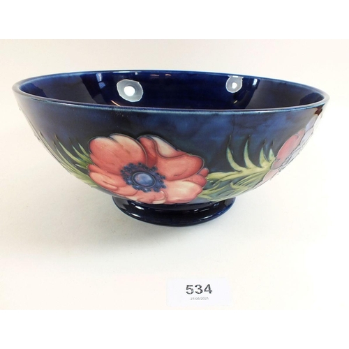 534 - A Moorcroft Blue Anenome fruit bowl, 24cm diameter