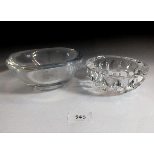 545 - Two Orrefors clear glass bowls, largest 15cm diameter