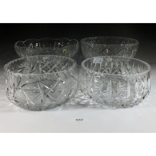 552 - Four various good quality cut glass fruit bowls, including one Waterford and one Edinburgh crystal