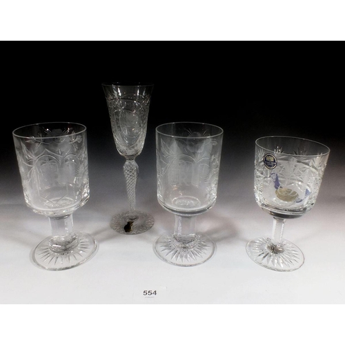 554 - Three Webb commemorative cut glass glasses