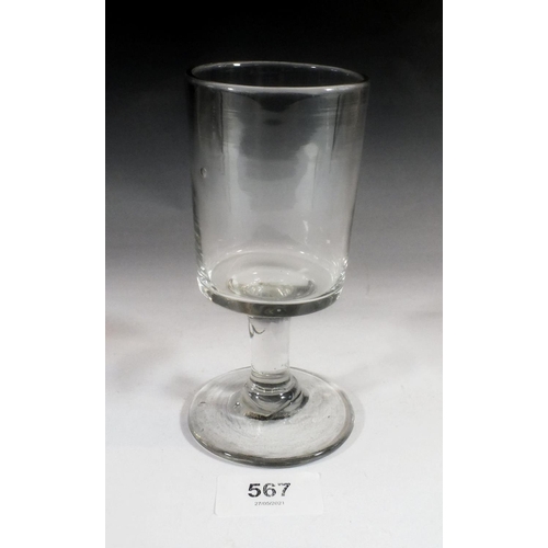 567 - An early 19thC small footed ale glass, 14.5cm