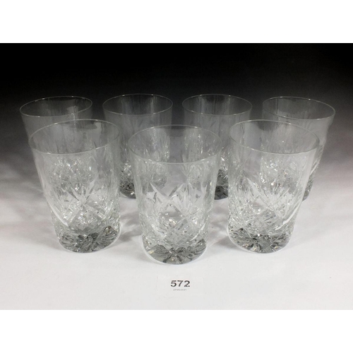 572 - A set of seven Royal Brierley cut glass tumblers