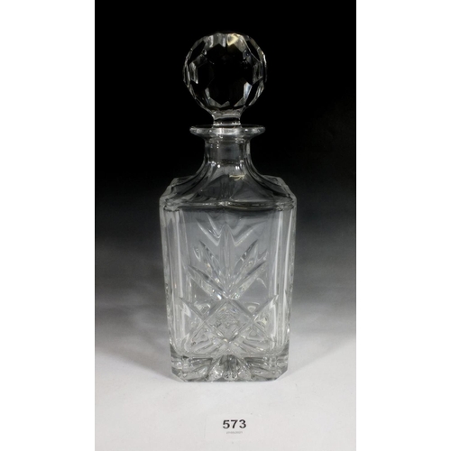 573 - A Royal Doulton cut glass spirit decanter - boxed