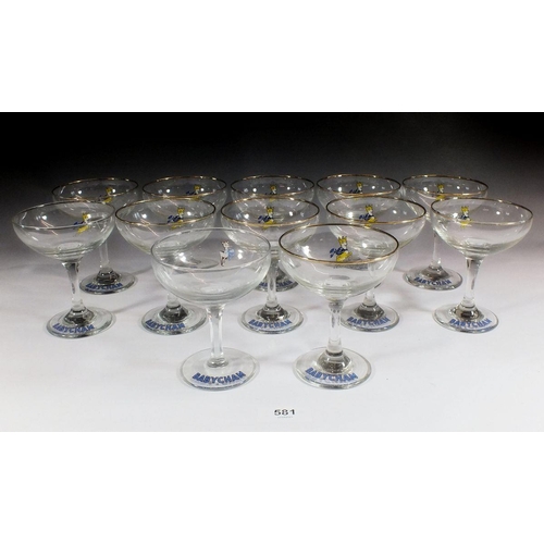 581 - A set of twelve Babycham glasses