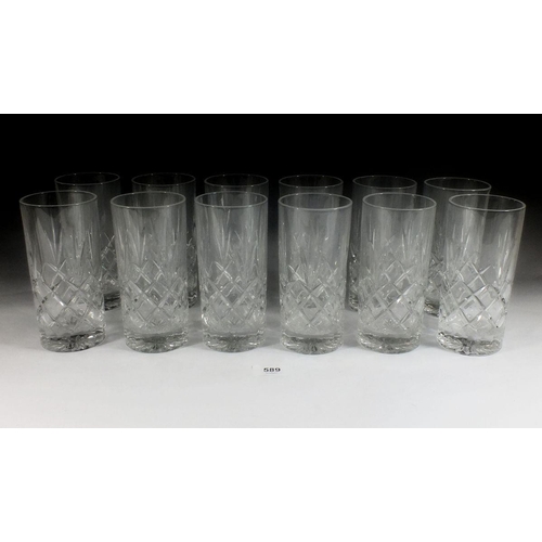 589 - A set of twelve cut glass tumblers