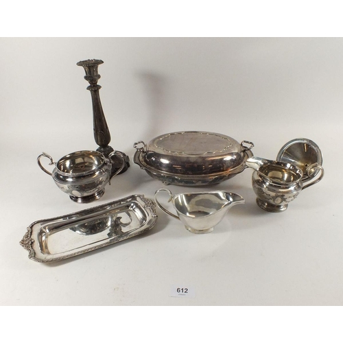 612 - A box of silver plated items