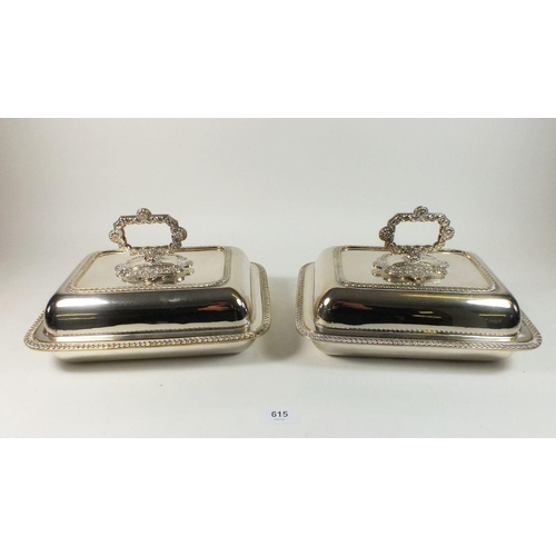 615 - A pair of silver plated entree dishes