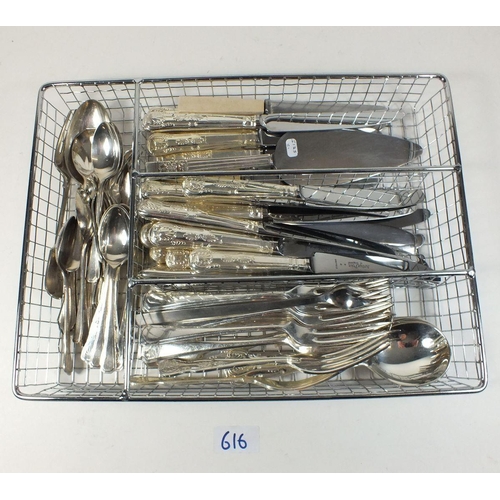 616 - A group of silver plated items and cutlery