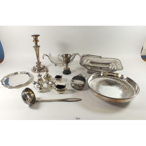 620 - A box of silver plated items to include cruet sets etc