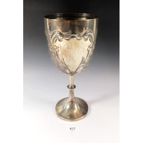 627 - A large silver communion chalice or trophy cup, Sheffield 1903, Deakin and Sons, 28.5cm, 645g