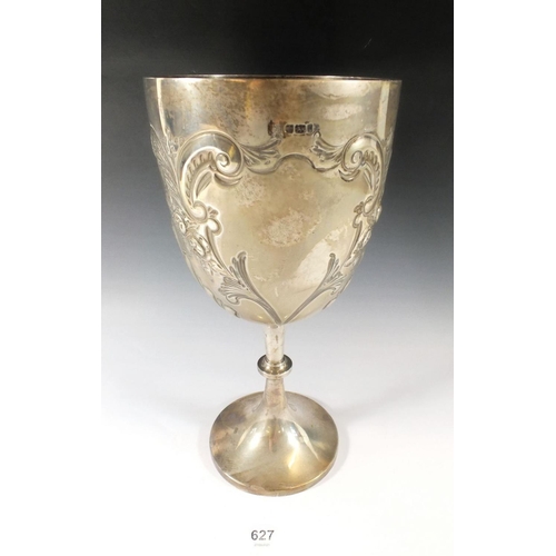 627 - A large silver communion chalice or trophy cup, Sheffield 1903, Deakin and Sons, 28.5cm, 645g