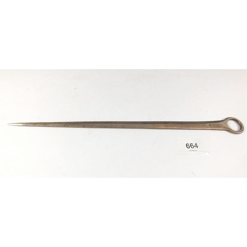 664 - A Georgian silver meat skewer, London 1797 by George Smith, 109g - 33cm