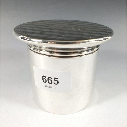 665 - A silver circular dressing table box, Sheffield 1909, 233g by James Dixon & Sons, 7.5cm tall