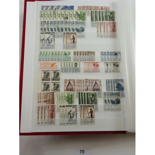 70 - Papua New Guinea: Large, c 60 page, stock-book of mint & used defin, commem etc plus 2 year-books fo... 