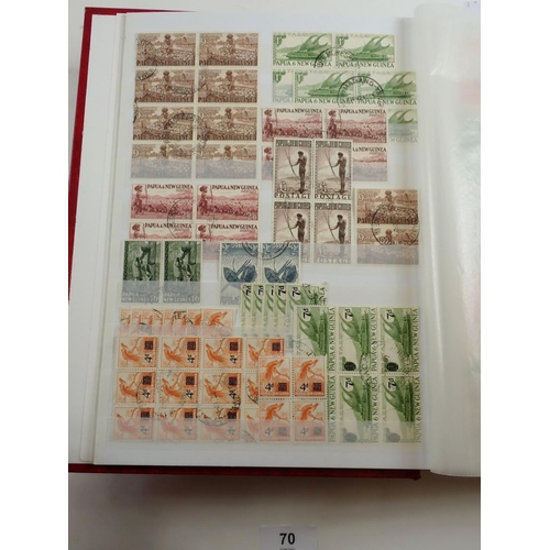 70 - Papua New Guinea: Large, c 60 page, stock-book of mint & used defin, commem etc plus 2 year-books fo... 