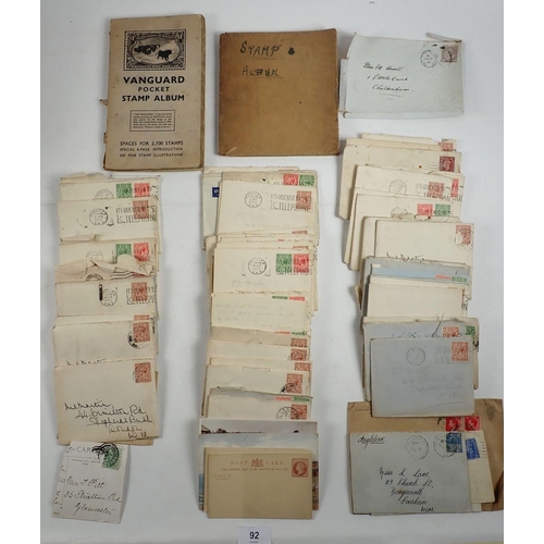 92 - Box of GB, Br Empire & ROW stamps in albums/stockbook (5) and on cover/entires/PC, mainly from KGV-K... 