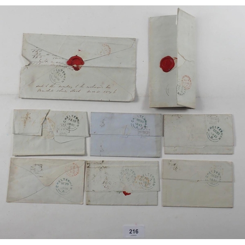 216 - GB: Collection of 8 QV covers & entires from 1845-7 period. Five of the 1d Reds have Lombard Street ... 