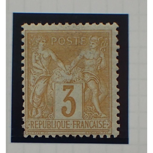 220 - France: Mounted mint 1877-90 3c ochre/yellow Peace & Commerce, SG 249, cat £350.