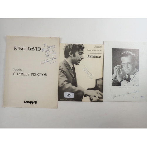 292 - Vladimir Ashkenazy - a signed concert programme for Cheltenham Town Hall,  Charles Proctor 