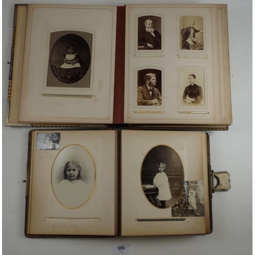 306 - Two Victorian to early 20thC photograph albums, one showing a chronological photographic portrait ac... 