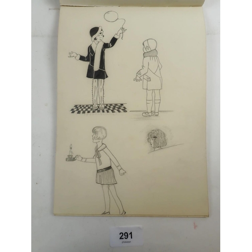 291 - A 1920s sketch book with childrens illustrations by M.E. Ferris