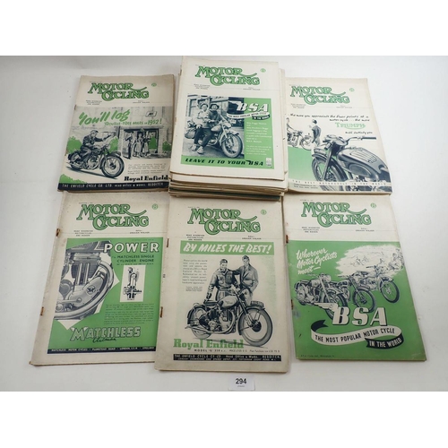 294 - A group of eighteen Motor Cycling magazines March to December 1951