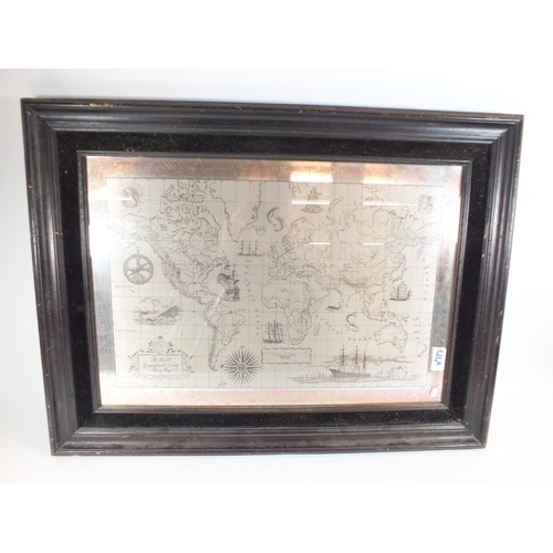 624a - A Royal Geographical Society silver map in frame, by John Pinches, frame size 71cm by 51cm