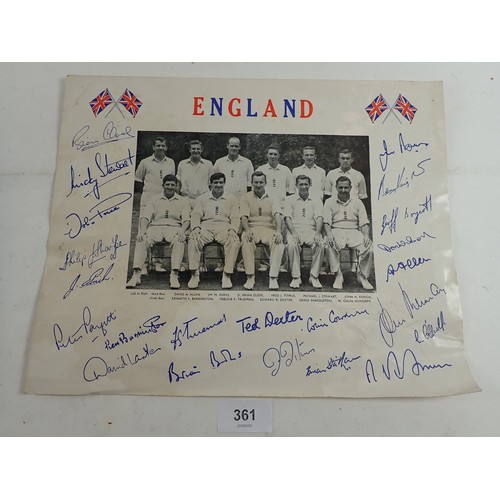 361 - A facsimile signed photograph of the England cricket team including Geoff Boycott