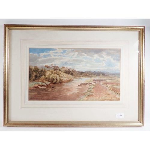 1111 - William Clarke Eddington - watercolour river scene, 25 x 44cm