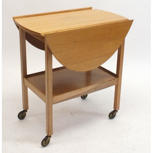 1029 - An Ingle Stats oval dropleaf beech trolley/table