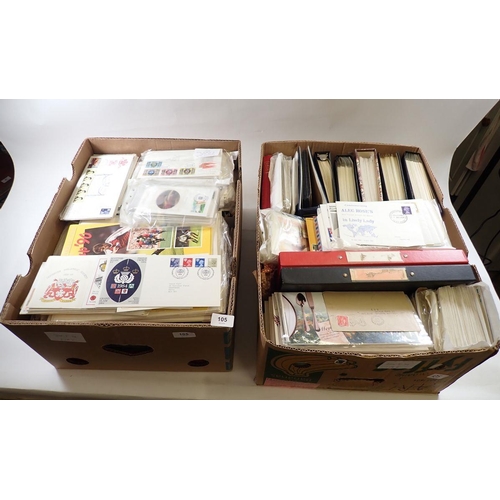 105 - GB: Huge 2-box accumulation of mainly GB & regional stamps, much QEII yet some earlier. Albums, many... 