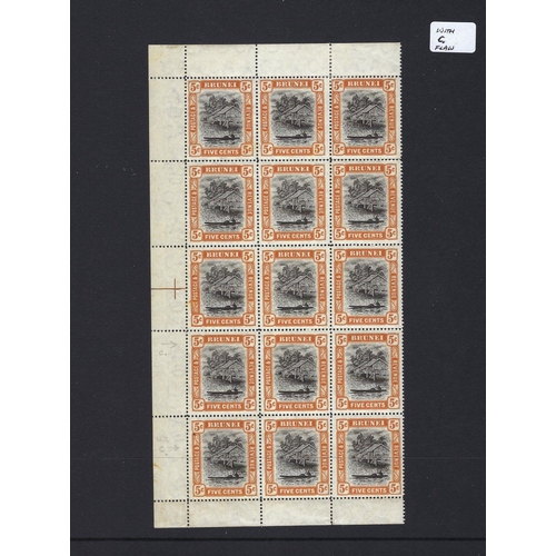 112 - Brunei: Mint & used accumulation on 4 stock-pages of defin/commem stamps from 1895 to 1970s. Incl 5c... 