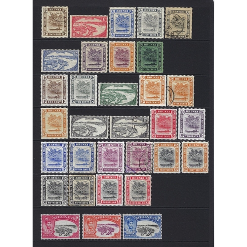 112 - Brunei: Mint & used accumulation on 4 stock-pages of defin/commem stamps from 1895 to 1970s. Incl 5c... 