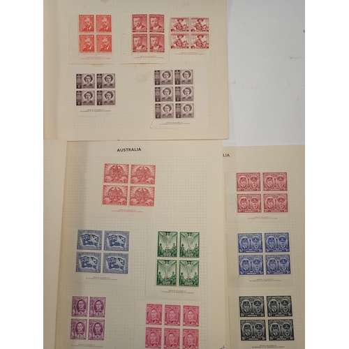 117 - Australia: Mounted & unmounted mint blocks & pairs with printer's detail from 1930s to late 40s. Pri... 