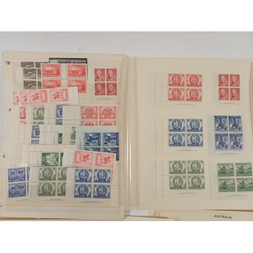 117 - Australia: Mounted & unmounted mint blocks & pairs with printer's detail from 1930s to late 40s. Pri... 