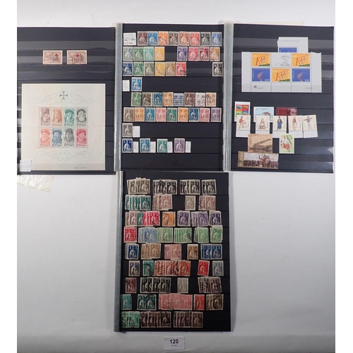 120 - Portuguese accumulation of defin/commem stamps on 8 stock-sheets, mainly of used Ceres issues, 1912 ... 