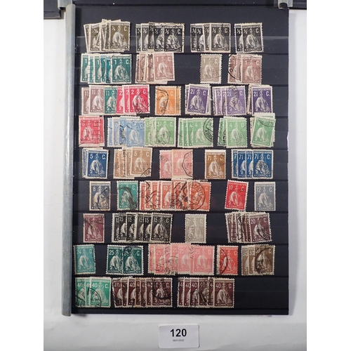 120 - Portuguese accumulation of defin/commem stamps on 8 stock-sheets, mainly of used Ceres issues, 1912 ... 