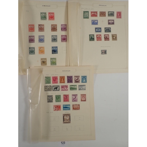 123 - Newfoundland, Canada: Collection on 30 loose pages from 1860-1947 incl many early defin & commem of ... 